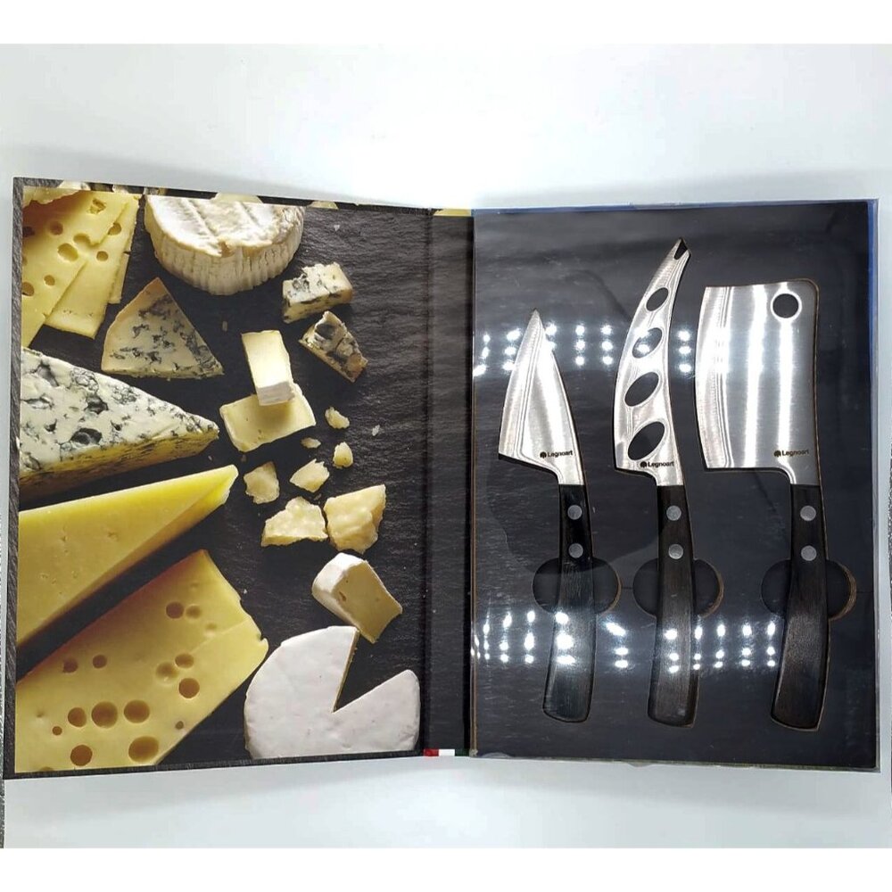Legnoart CACIO 3 Cheese Knives Set CK-100D with Dark Wood Handle